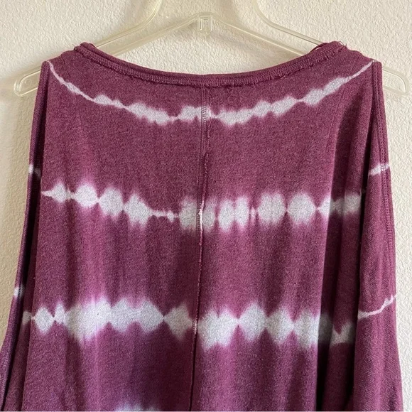 Free People Dandyline Boxy Cold Shoulder Tie Dye Sweatshirt Purple Sz Small - Picture 9 of 13